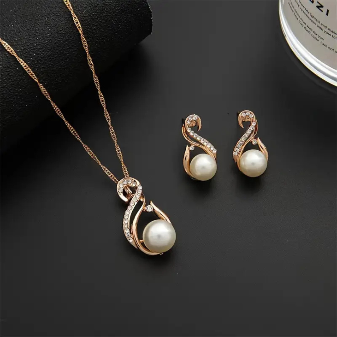 Set Lujo dije y pendientes Encanto de Perlas